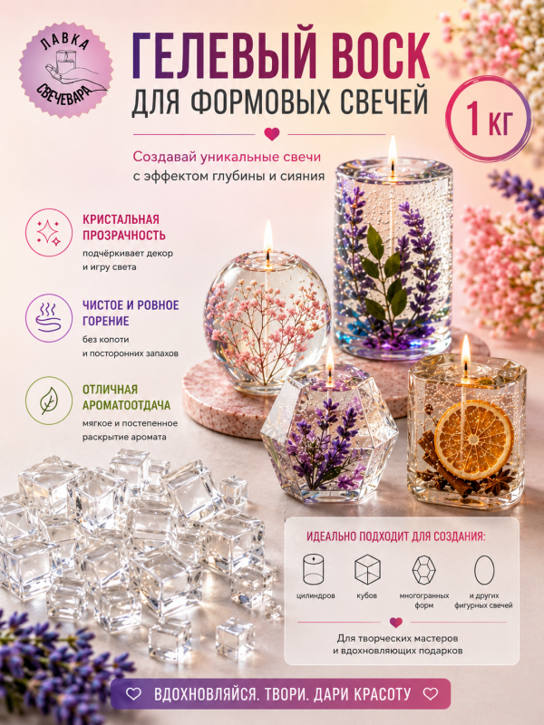Гелевый воск для формовых свечей 1 кг