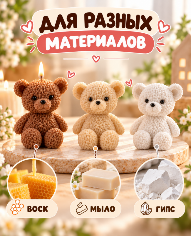 Молд, силиконовая форма "Мишутка XS".