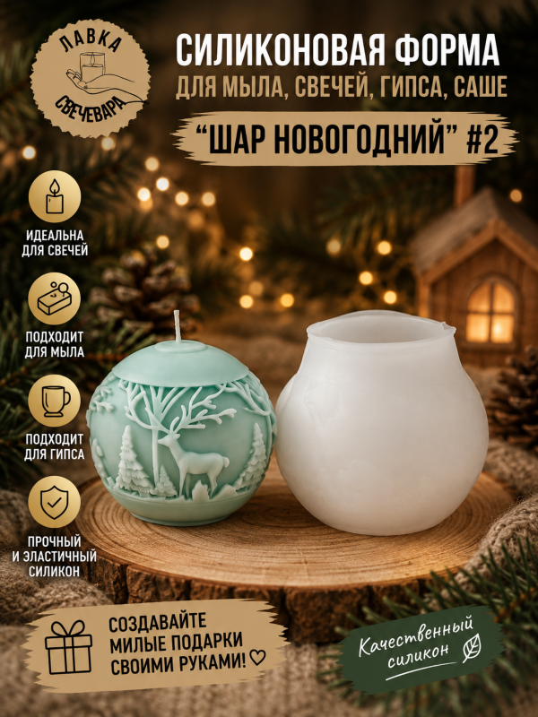 Молд, силиконовая форма "Рождественский олень"