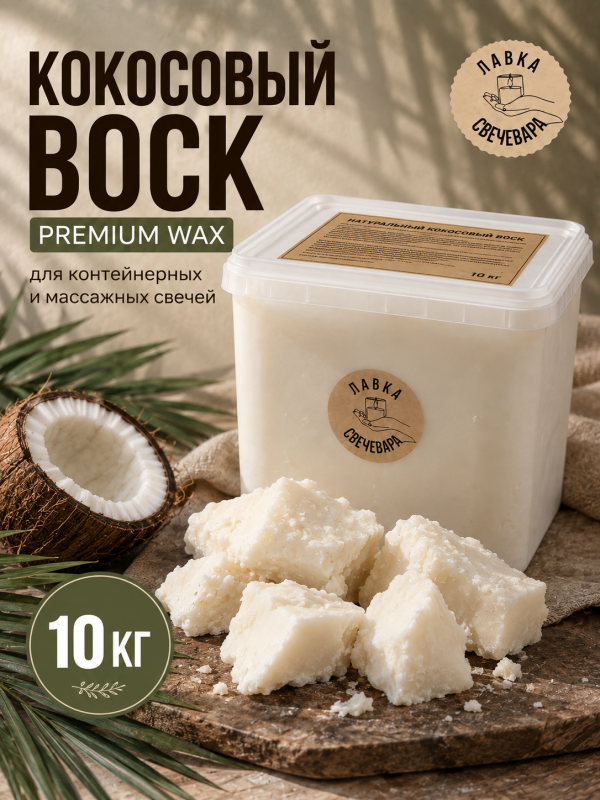 Воск кокосовый для контейнерных и массажных свечей "Premium wax" 10 кг
