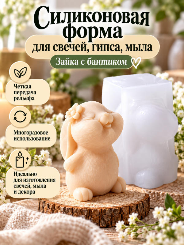 Молд, силиконовая форма "Зайка "М".