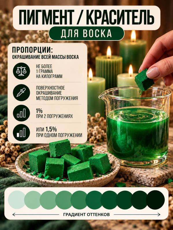 Краситель для свечей насыщенный зелёный
