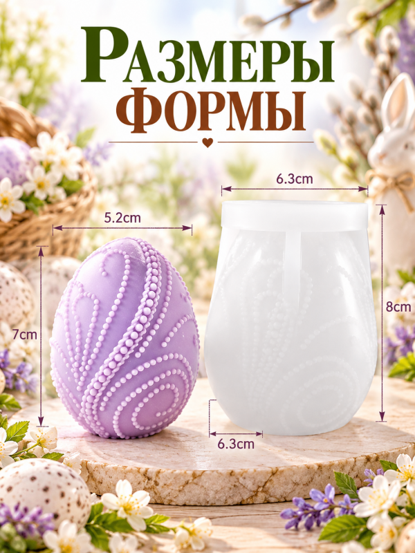 Молд, силиконовая форма "Пасхальное яичко с бусинами".