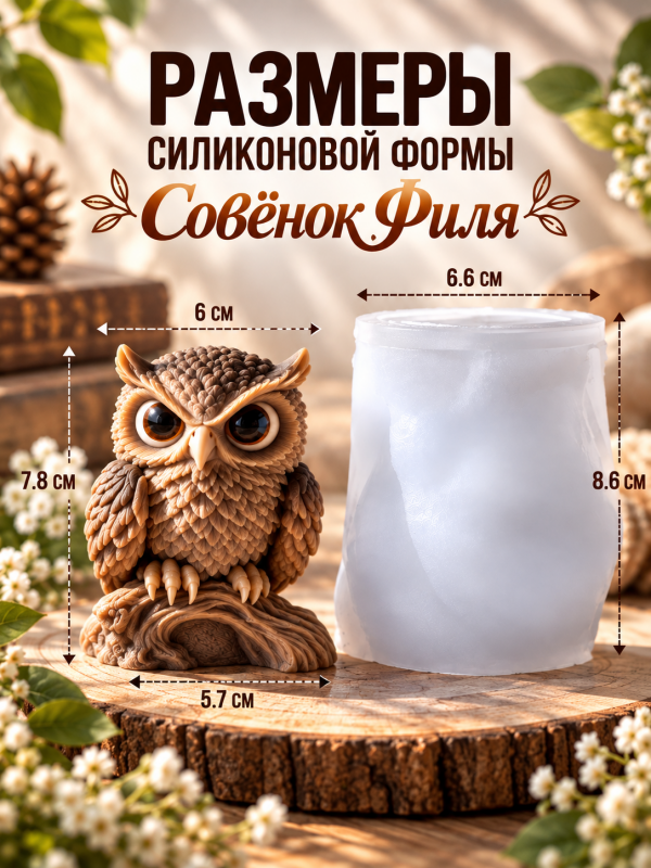 Молд, силиконовая форма "Совенок Филя".