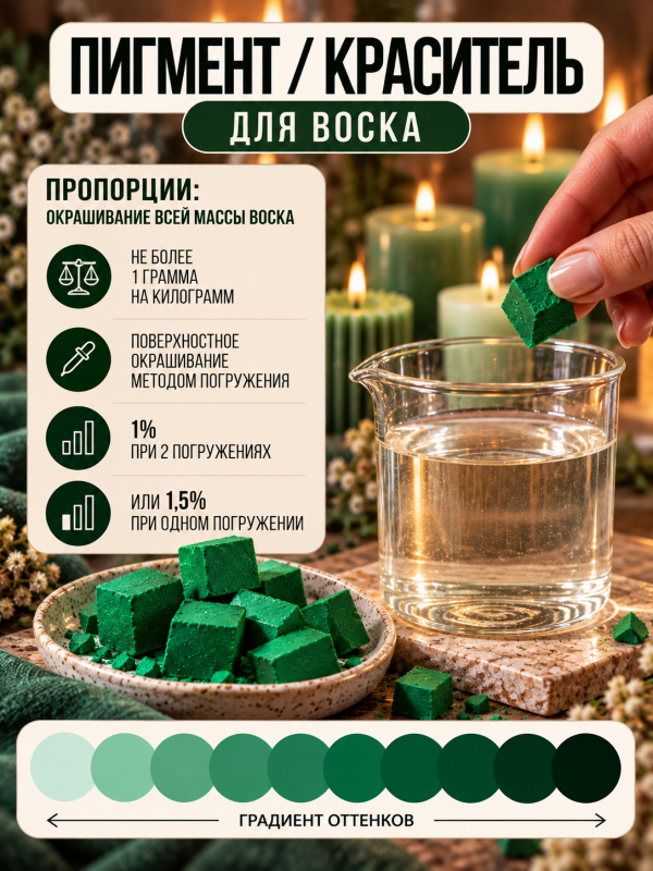 Краситель для свечей насыщенный зелёный