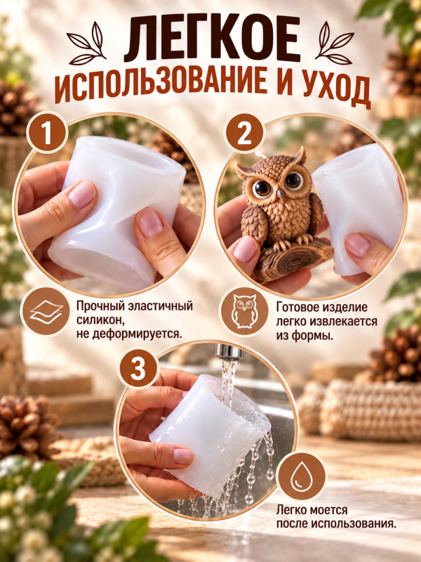 Молд, силиконовая форма "Совенок Филя".