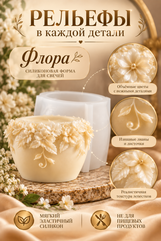 Силиконовая форма для свечей "Флора"