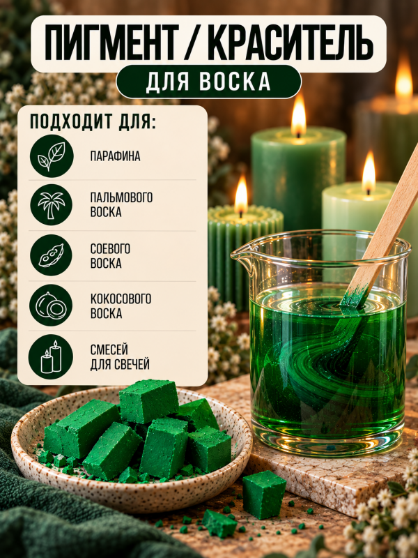 Краситель для свечей насыщенный зелёный