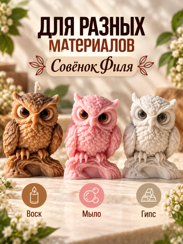 Молд, силиконовая форма "Совенок Филя".