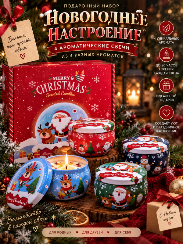 Новогодний подарочный набор из 4х разных ароматов.