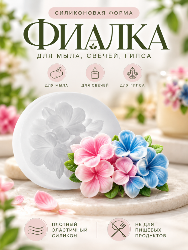 Молд, силиконовая форма "Фиалка".