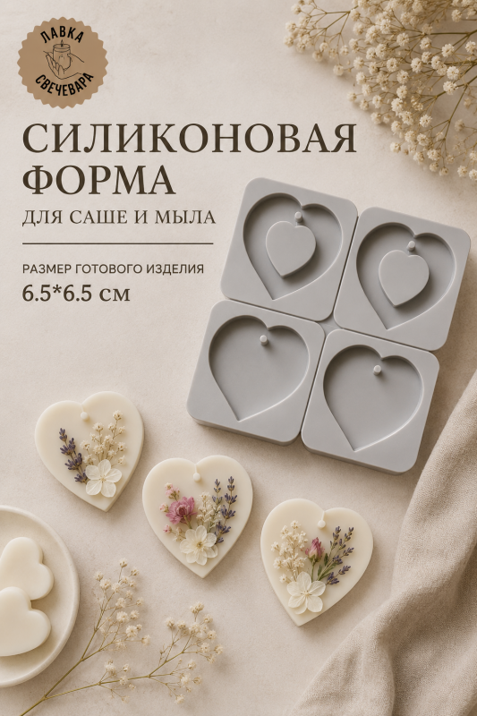 Силиконовая форма для саше и мыла «Амур». 4 ячейки