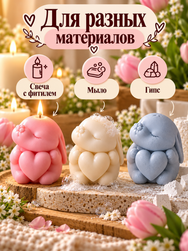 Молд, силиконовая форма "Зайка "L".
