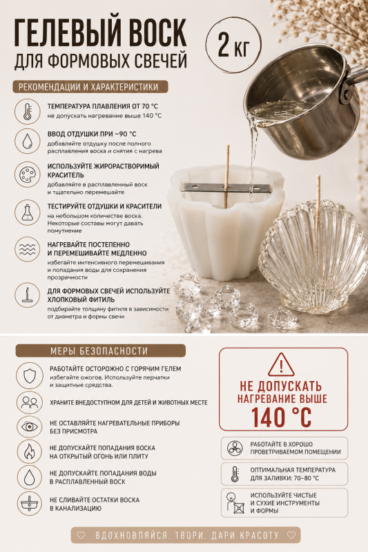 Гелевый воск для формовых свечей 2 кг