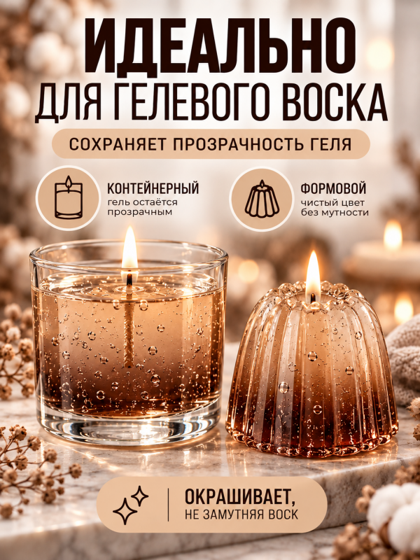 Краситель для всех видов воска коричневый 10 мл. Прозрачный. Жирорастворимый.