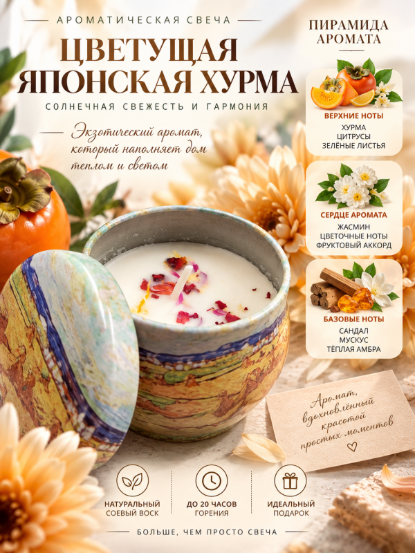 Свечи ароматические. Большой подарочный набор "Four seasons" из 4 разных ароматов.