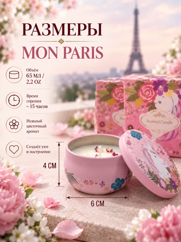 Свеча ароматическая "Mon Paris". 2 шт в упаковке.