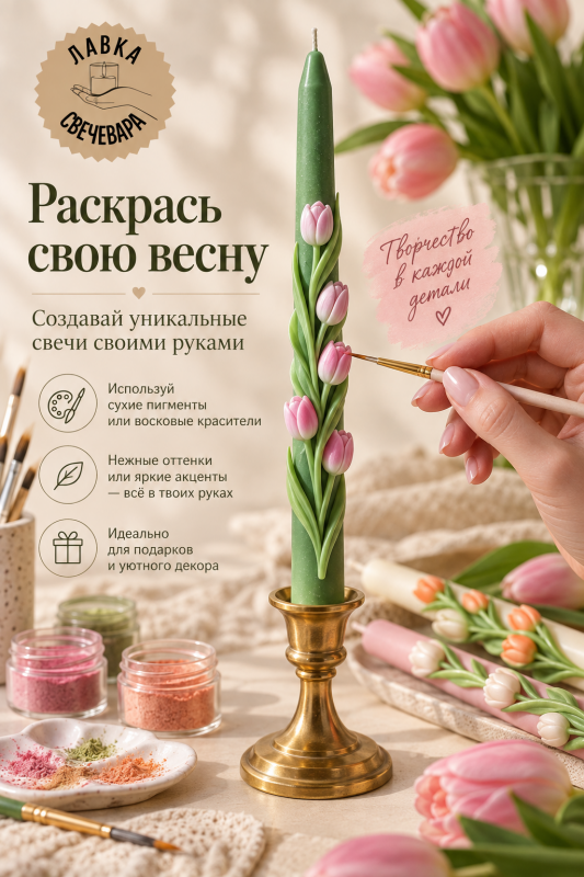 Силиконовая форма для столовых интерьерных  свечей Bloom Spring