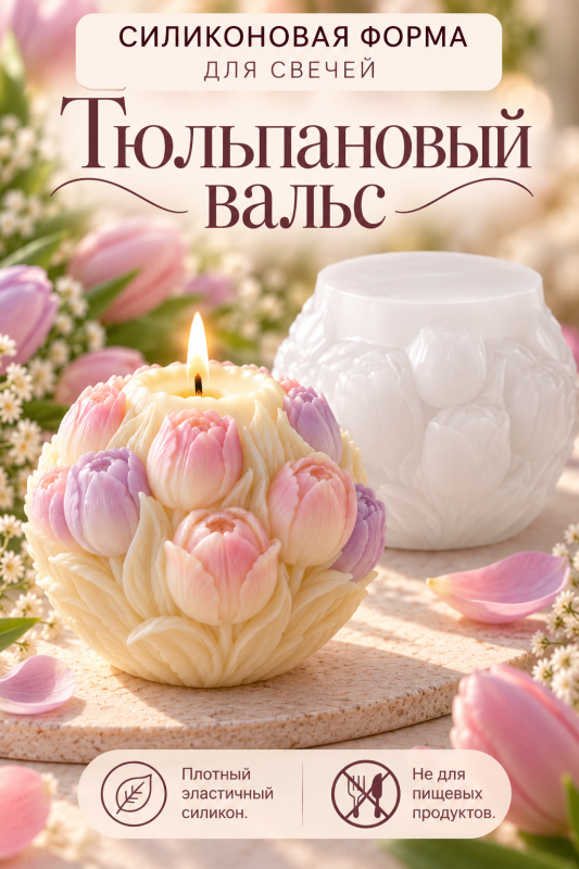 Силиконовая форма для свечей, мыла, гипса "Тюльпановый вальс"