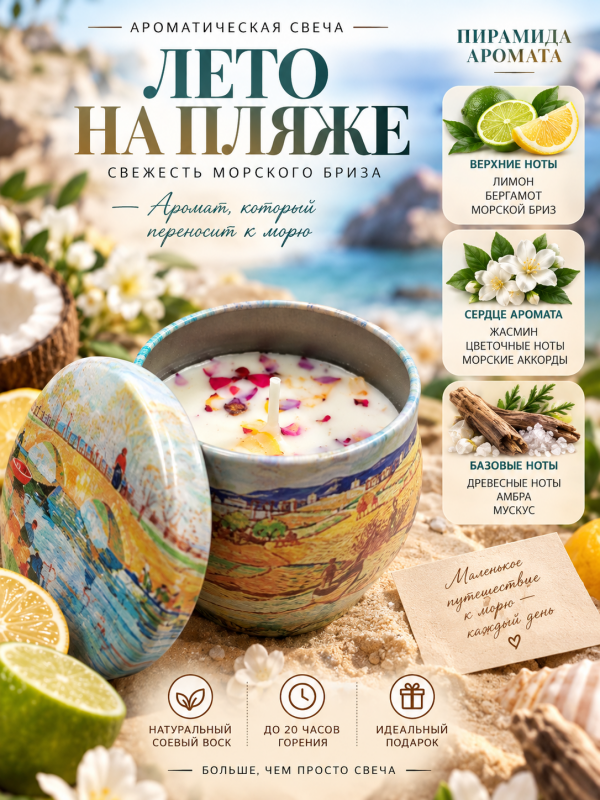 Свечи ароматические. Большой подарочный набор "Four seasons" из 4 разных ароматов.