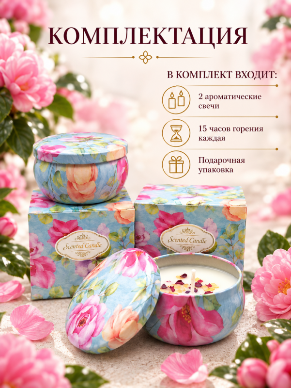 Свеча ароматическая "Камелия". 2 шт в упаковке.