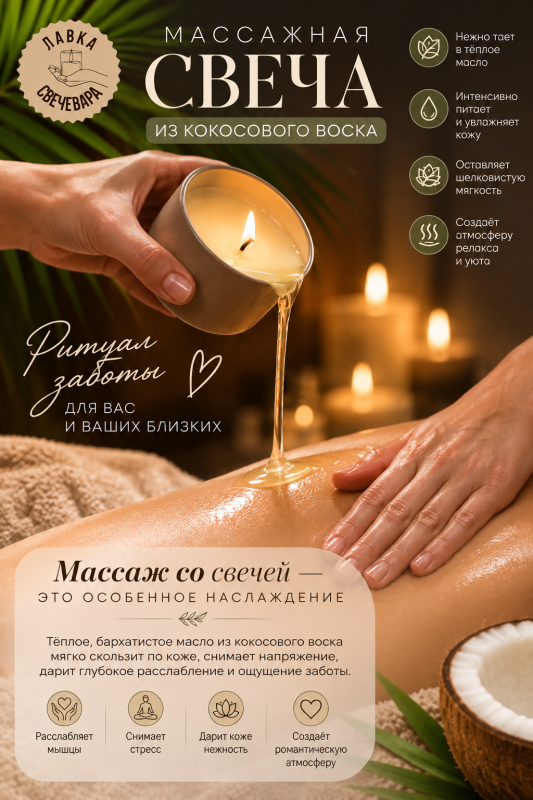Воск кокосовый для контейнерных и массажных свечей "Premium wax" 1 кг + набор фитилей в подарок