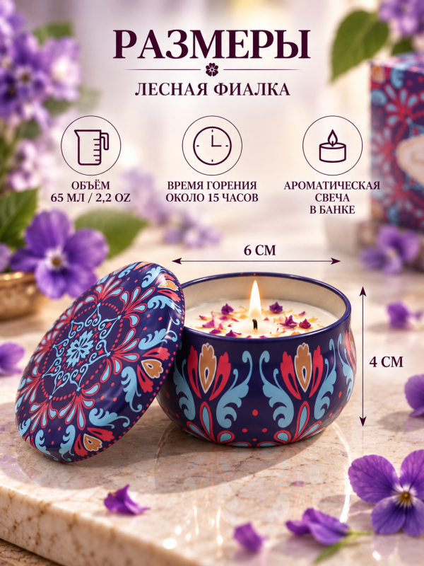 Свеча ароматическая "Фиалка". 2 шт в упаковке.