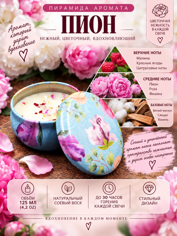 Свечи ароматические. Большой подарочный набор "Rose" из 4 разных ароматов.