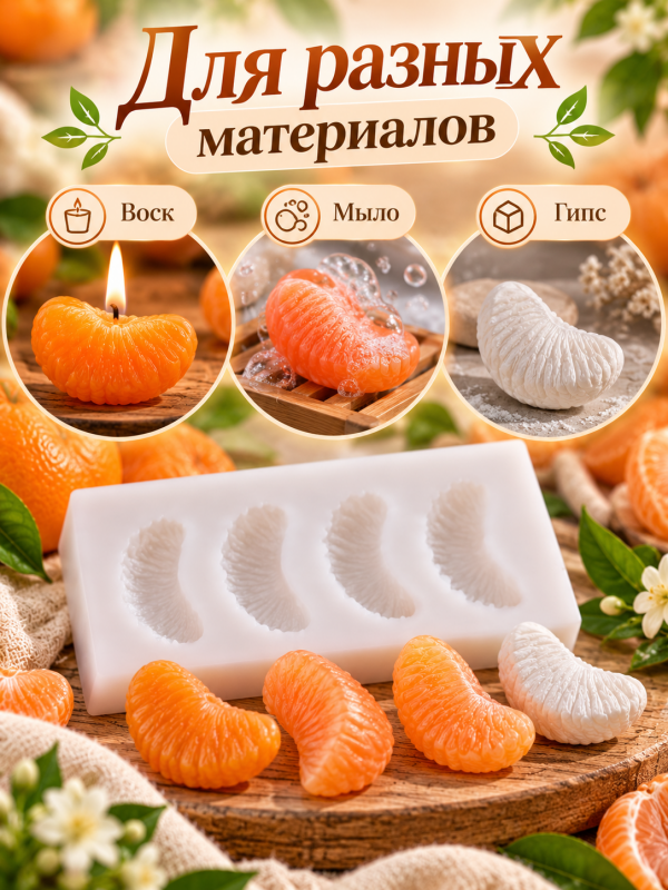 Силиконовая форма  "Дольки мандарина"