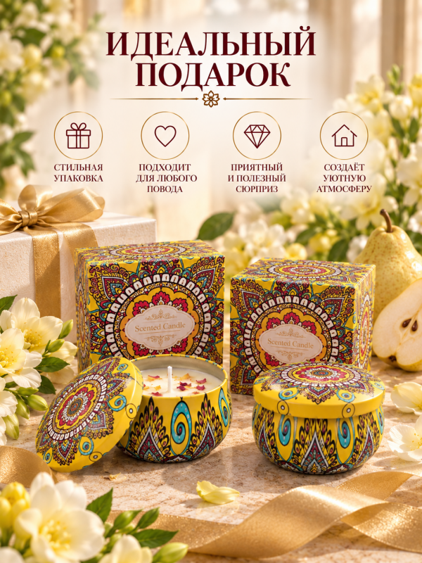 Свеча ароматическая "English pear & Freesia". 2 шт в упаковке.