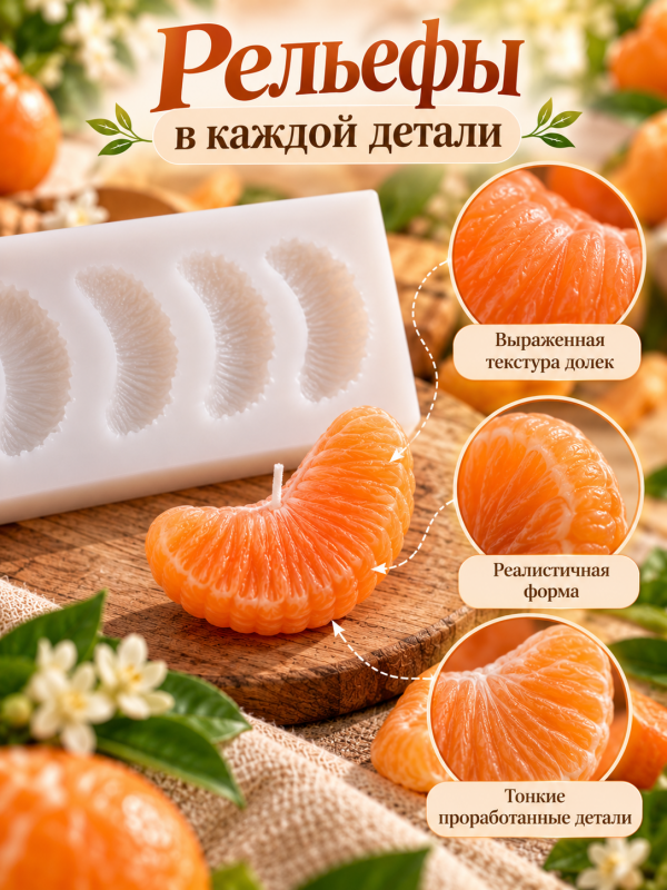 Силиконовая форма  "Дольки мандарина"