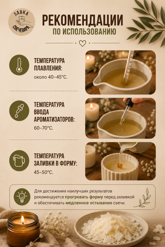 Воск кокосовый для контейнерных и массажных свечей "Premium wax" 10 кг