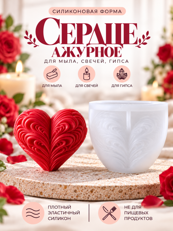 Молд, силиконовая форма "Сердце #2".