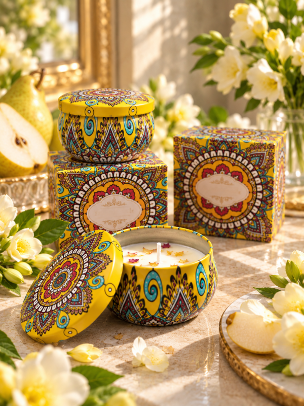 Свеча ароматическая "English pear & Freesia". 2 шт в упаковке.